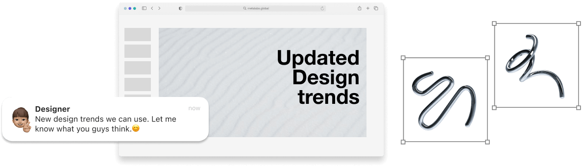 A screen with the words'updated design trends'on it.